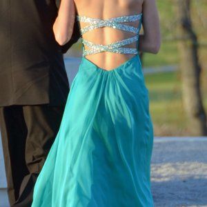 Beautiful La Femme Maxi Dress with embelished back